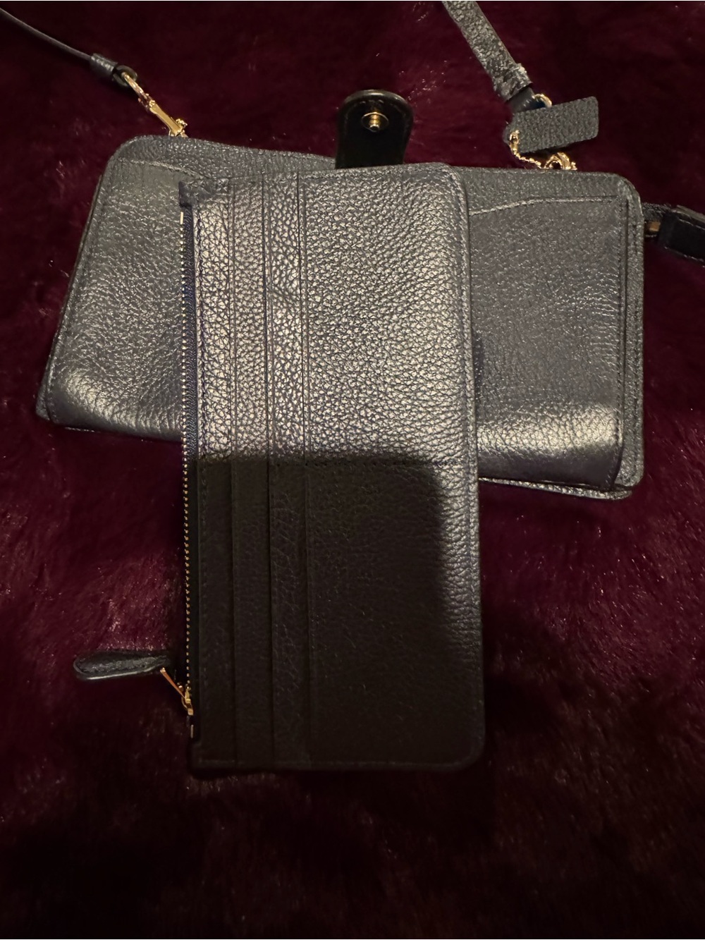 Coach Navy Pebbled Leather Crossbody Bag with Wallet and Gold Hardware - Picture 5 of 9